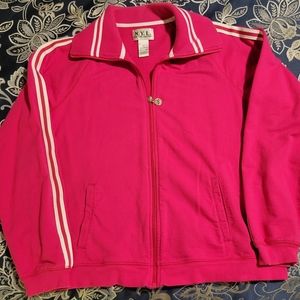 NYL New York Laundry Hot Pink Knit Jacket with White Stripes XL